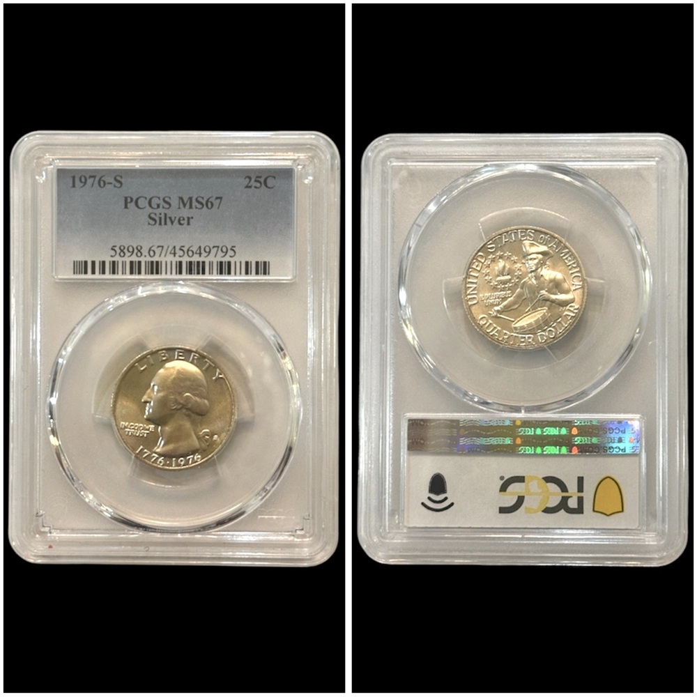 1976-S BICENTENNIAL WASHINGTON QUARTER, GRADED MS67 40% SILVER PCGS